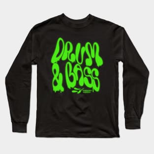 DRUM AND BASS  - Liquid Y2K Font (Lime Green) Long Sleeve T-Shirt